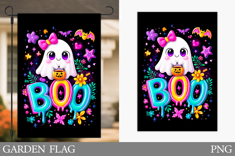 Boo Garden Flag Sublimation. Halloween Garden Flag Design
