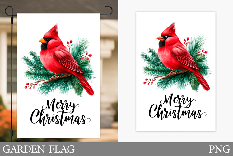 Christmas Cardinal Garden Flag. Christmas Garden Flag Design