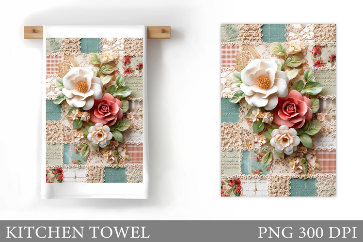 Floral Kitchen Towel Design. Flowers Kitchen Towel