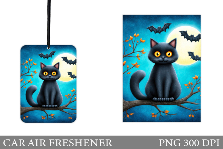 Black Cat Car Air Freshener. Halloween Car Air Freshener
