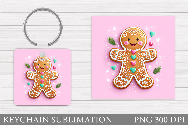 Cute Gingerbread Keychain. Christmas Keychain Sublimation