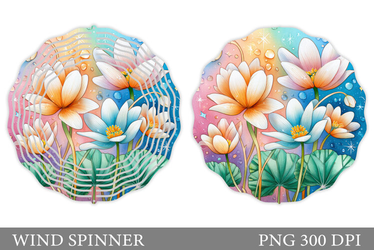 Floral Wind Spinner Sublimation. Flowers Wind Spinner Design example image 1