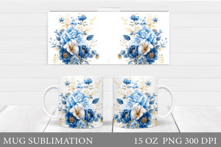 Floral Mug Sublimation. Flowers Mug Wrap Design