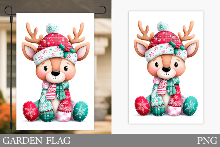 Cute Deer Garden Flag. Christmas Garden Flag Sublimation