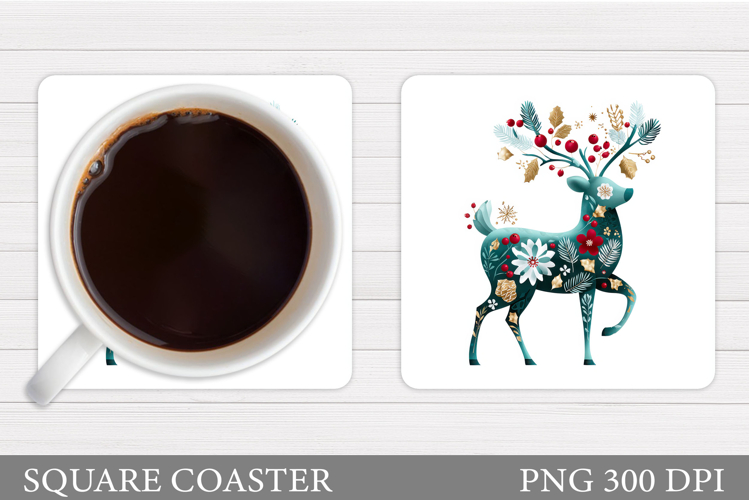 Reindeer Coaster Design. Christmas Coaster Sublimation