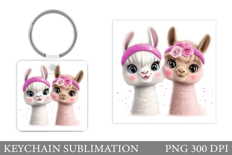 Cute Lama Keychain Design. Cute Lama Sublimation