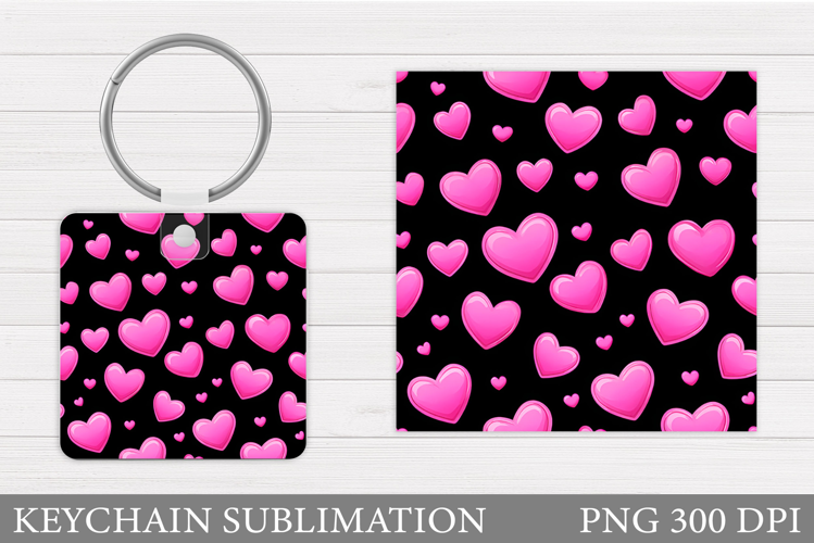 Hearts Keychain Design. Valentine Keychain Sublimation