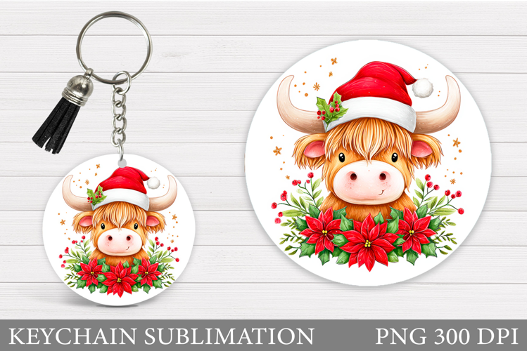 Christmas Cow Keychain. Christmas Keychain Design