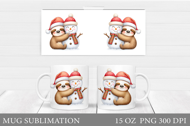Christmas Sloth Mug Design. Christmas Mug Sublimation