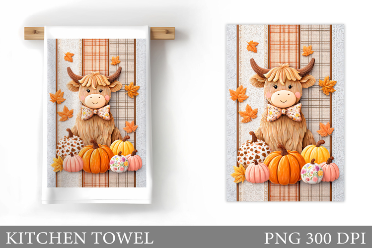 Fall Cow Kitchen Towel. Fall Kitchen Towel Sublimation