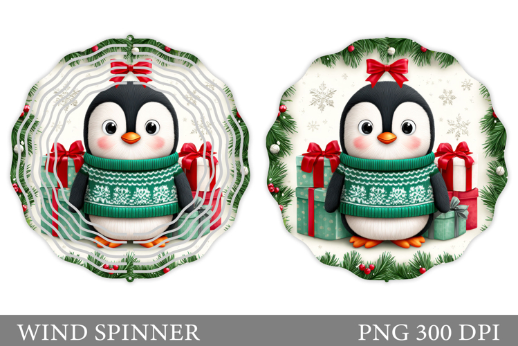 Cute Penguin Wind Spinner. Christmas Wind Spinner Design