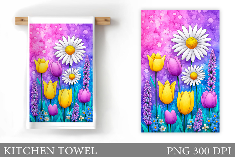 Flowers Kitchen Towel. Wildflowers Kitchen Towel Design
