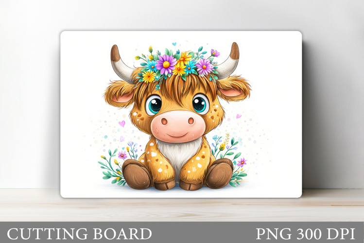 Cow Cutting Board Design. Cow Flowers Cutting Board