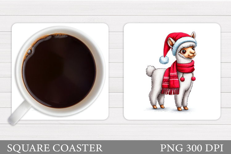 Christmas Lama Coaster Design. Christmas Coaster Sublimation