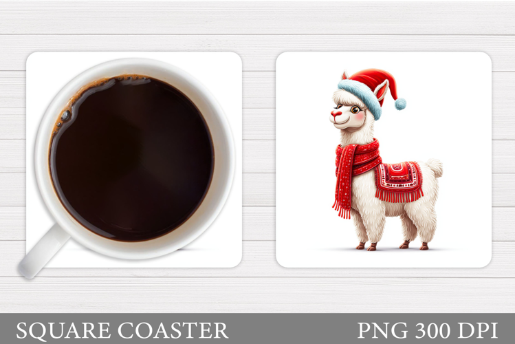 Christmas Lama Coaster Design. Christmas Coaster Sublimation