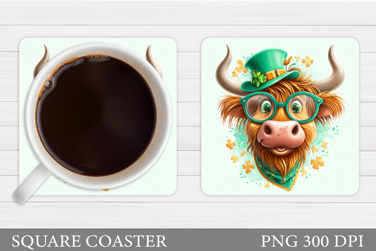 St Patrick Cow Coaster Design. St Patrick Cow Sublimation