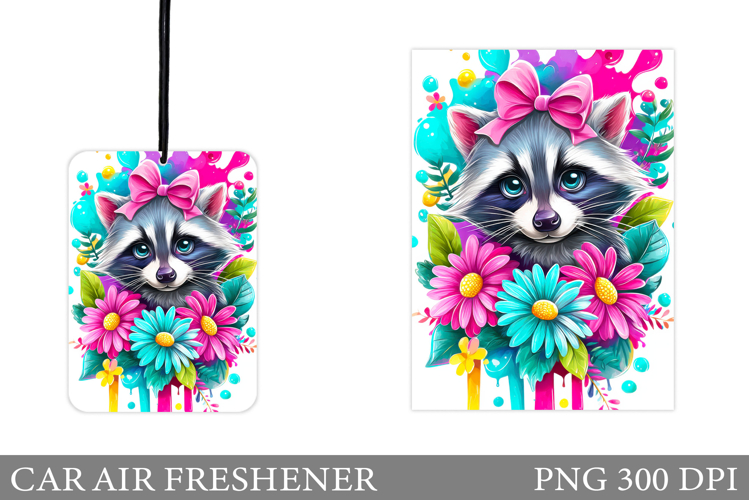 Cute Raccoon Car Air Freshener. Cute Raccoon Sublimation