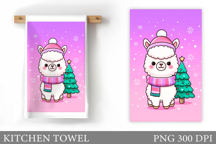 Christmas Lama Kitchen Towel. Christmas Kitchen Towel Design