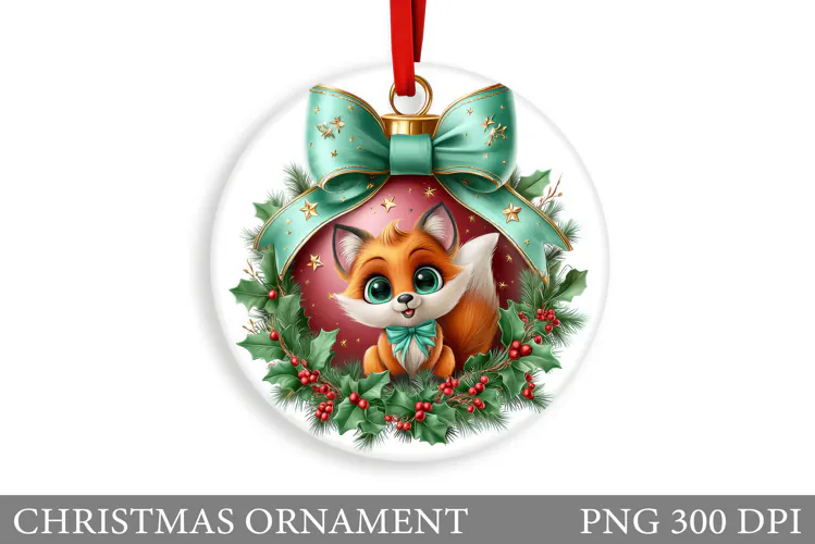 Fox Christmas Ornament. Christmas Ornament Sublimation