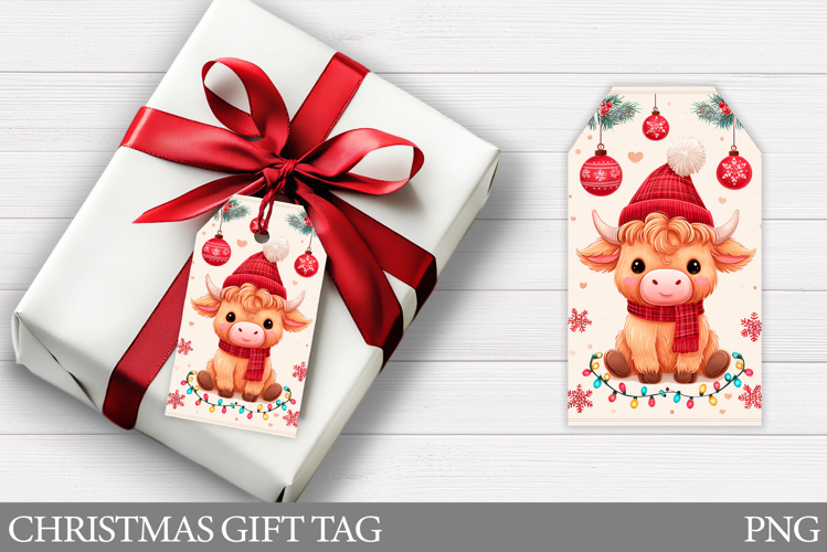 Christmas Cow Gift Tag Design. Christmas Gift Tag Printable