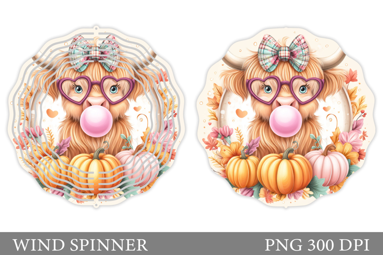 Fall Cow Wind Spinner Design. Fall Wind Spinner Sublimation