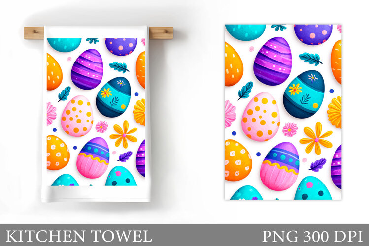 Easter Eggs Kitchen Towel. Easter Kitchen Towel Design example image 1