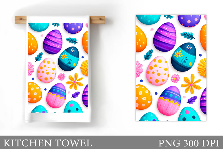 Easter Eggs Kitchen Towel. Easter Kitchen Towel Design