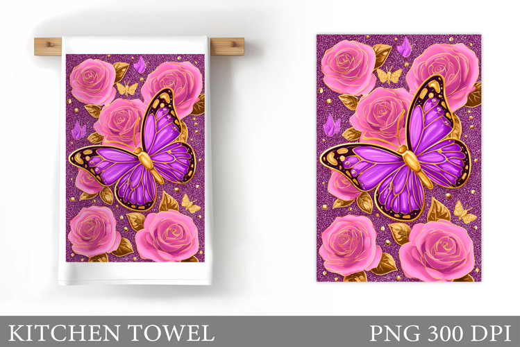 Butterfly Kitchen Towel Design. Butterfly Sublimation