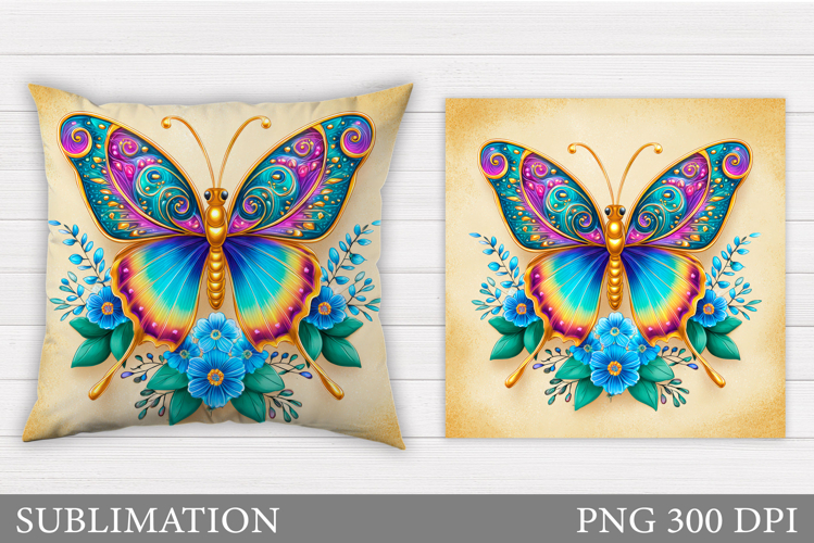 Butterfly Flowers Sublimation. Butterfly Pillow Sublimation
