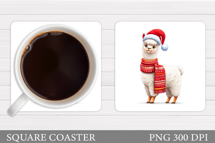 Christmas Lama Coaster Design. Christmas Coaster Sublimation