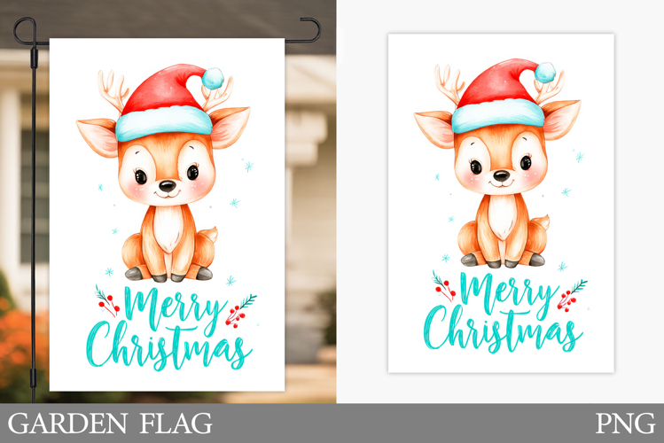 Cute Deer Garden Flag. Christmas Garden Flag Sublimation