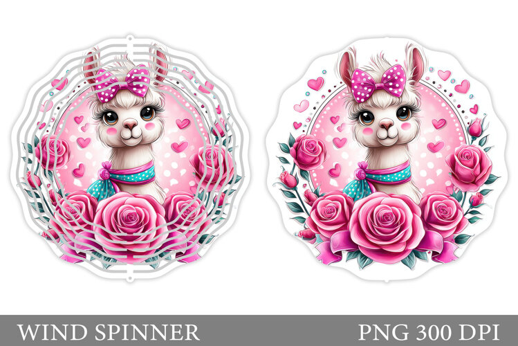 Cute Lama Wind Spinner Design.Cute Lama Sublimation example image 1