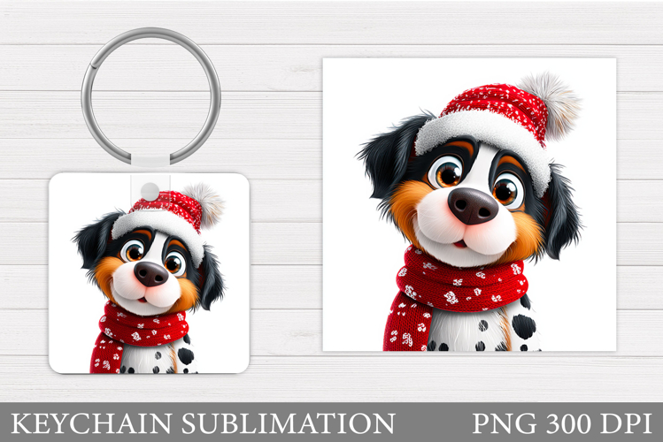 Christmas Dog Keychain. Christmas Keychain Sublimation