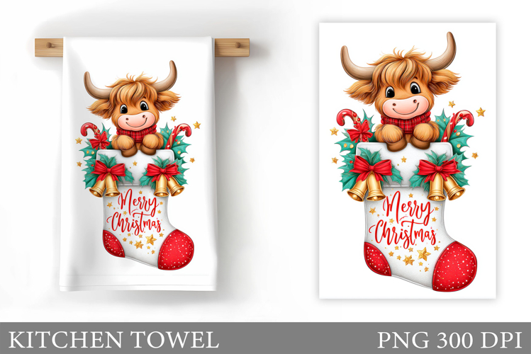 Christmas Cow Kitchen Towel Design. Christmas Kitchen Towel