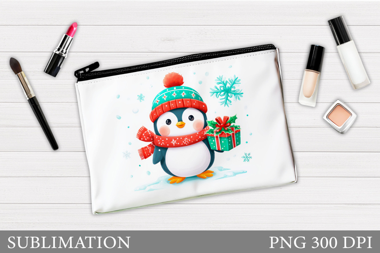 Penguin Cosmetics Bag. Christmas Makeup Bag Design