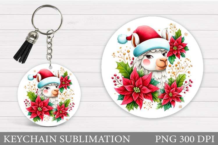 Christmas Lama Keychain. Cute Lama Keychain Design