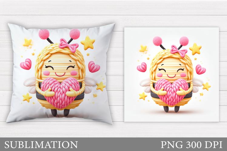 Valentines Bee Pillow Design. Valentines Pillow Sublimation