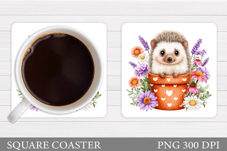 Hedgehog Coaster Design. Hedgehog Sublimation example image 1