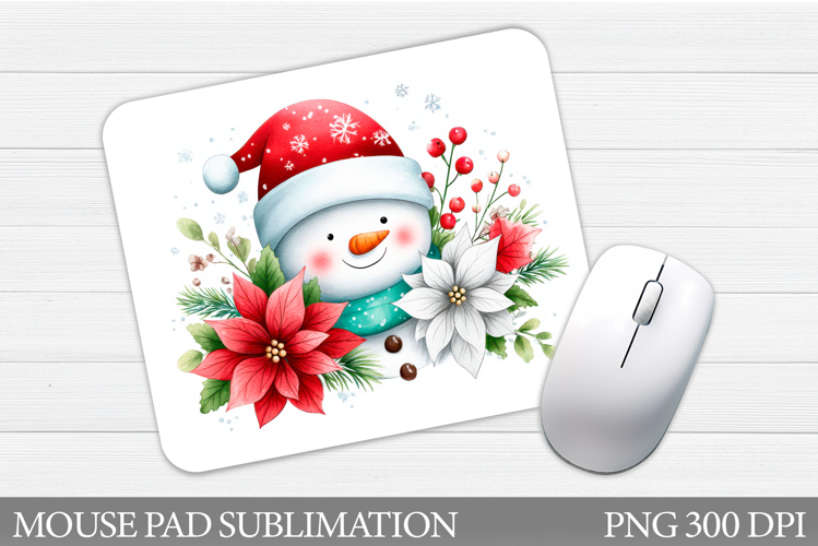 Snowman Mouse Pad Design. Christmas Mouse Pad Sublimation