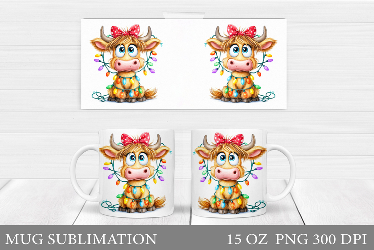 Christmas Cow Mug Design. Christmas Mug Sublimation