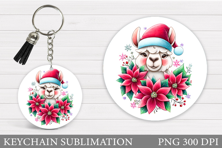 Christmas Lama Keychain. Cute Lama Keychain Design