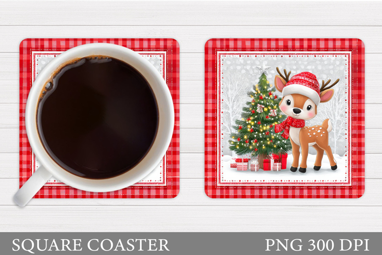 Christmas Deer Coaster Design. Christmas Coaster Sublimation