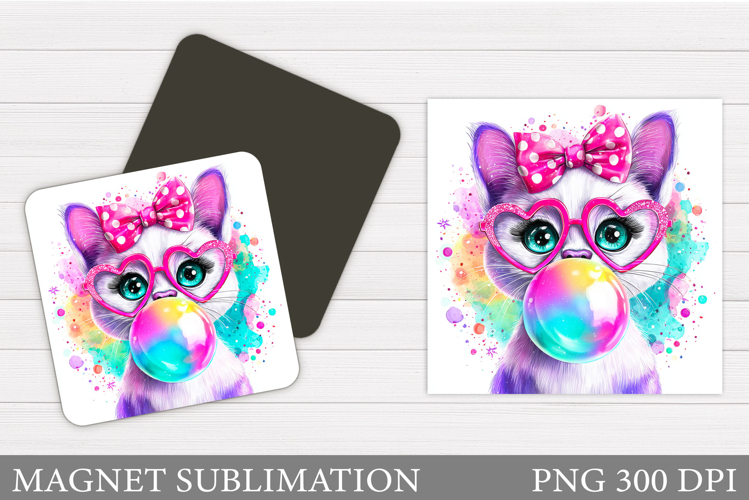 Funny Cat Magnet Design. Cute Cat Sublimation
