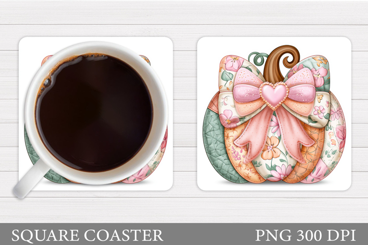 Patchwork Pumpkin Coaster. Fall Coaster Sublimation