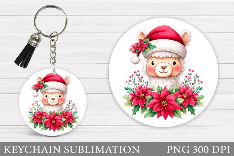 Christmas Lama Keychain. Cute Lama Keychain Design