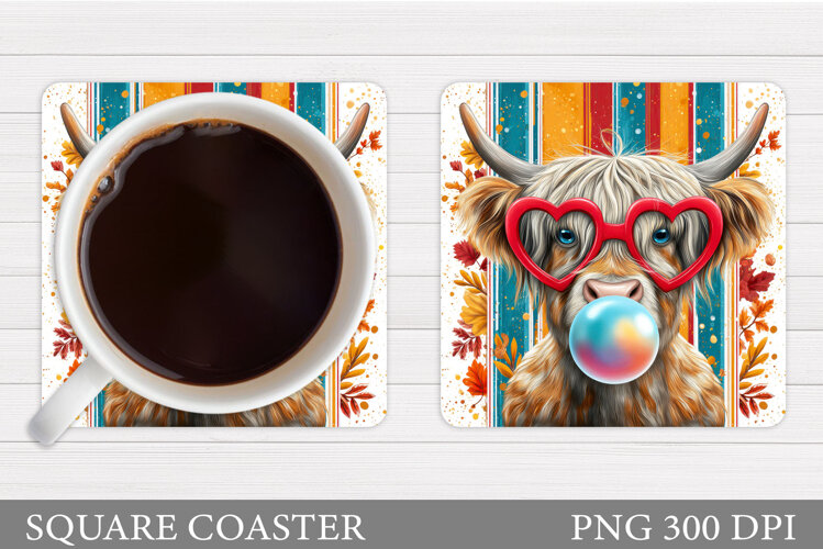 Fall Cow Coaster Design. Fall Coaster Sublimation example image 1