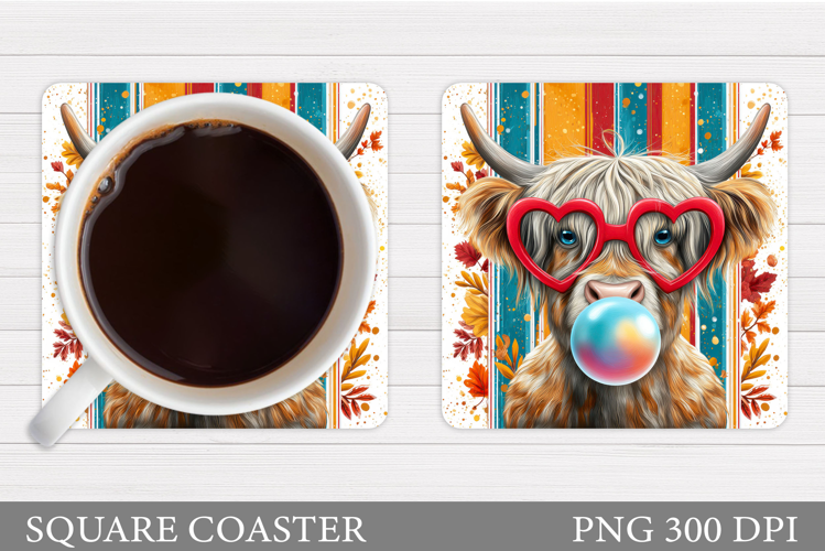Fall Cow Coaster Design. Fall Coaster Sublimation