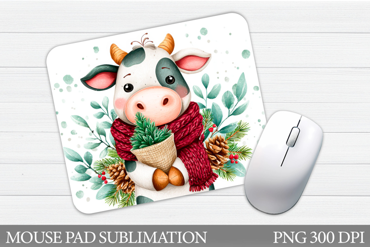 Christmas Cow Mouse Pad. Christmas Mouse Pad Sublimation
