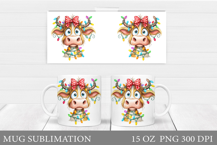 Christmas Cow Mug Design. Christmas Mug Sublimation