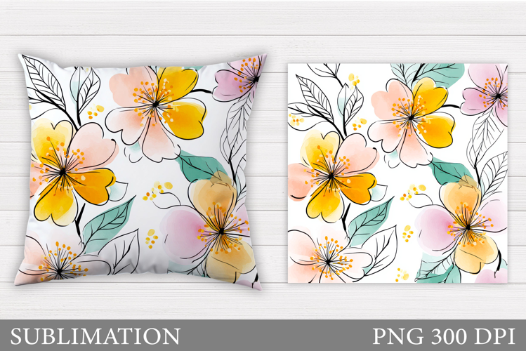 Flowers Pillow Sublimation. Floral Pillow Design